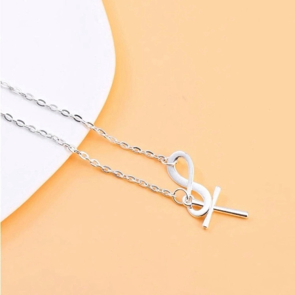 ⚠️Clearance Silver Cross And Infinity Pendant Necklace SS - Picture 2 of 4